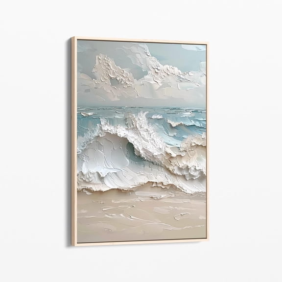 Velto Minimalist Ocean Wave Canvas Print | Stretched Canvas | Art | Abstract Seascape Beach Decor Boho | Mow7 Canvas, 8x10 UNFRAMED