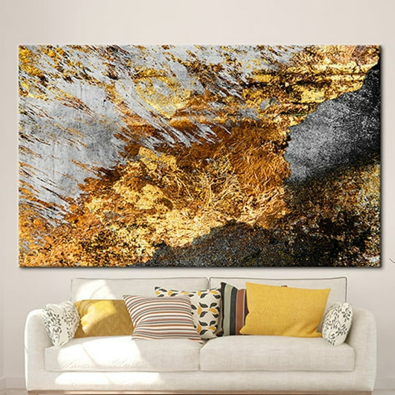 Velto Modern Artwork, Black Canvas, Black And Gold Wall Art, Gray Printed, Contemporary Printed, Gold Art Canvas, Abstract Canvas Art Canvas, 8x10 UNFRAMED