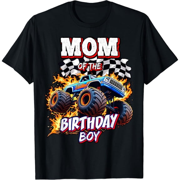 Velto Mom of the Birthday Boy Monster Truck Birthday T-Shirt All Size S-5XL