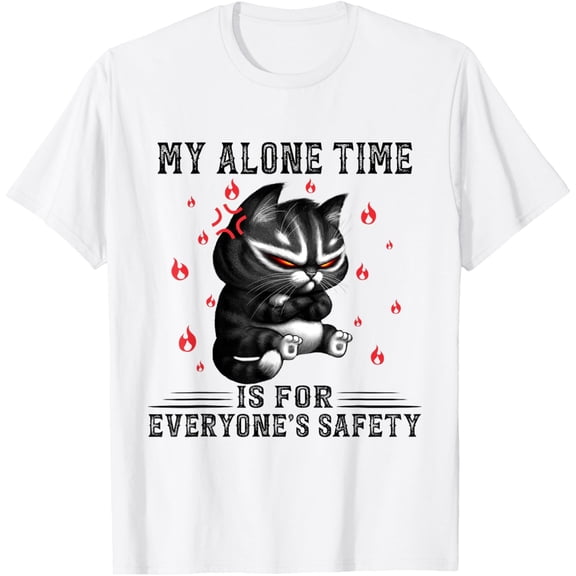 Velto My Alone Time Is For Everyone's Safety Black Cat T-Shirt All Size S-5XL