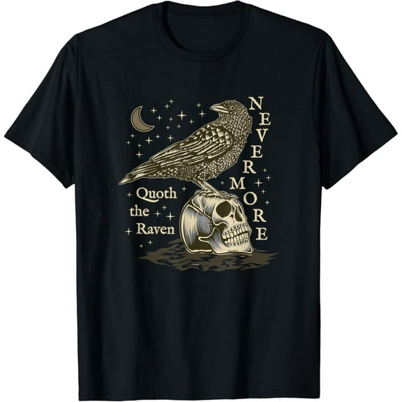 Velto Nevermore The Raven Edgar Allan Poe Dark Academia Literature T-Shirt All Size S-5XL