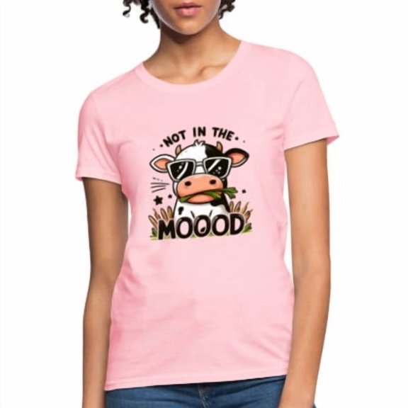 Velto Not In The Mood Women's Contoured T-Shirt ( Cute Cow Design) All Size S-5XL