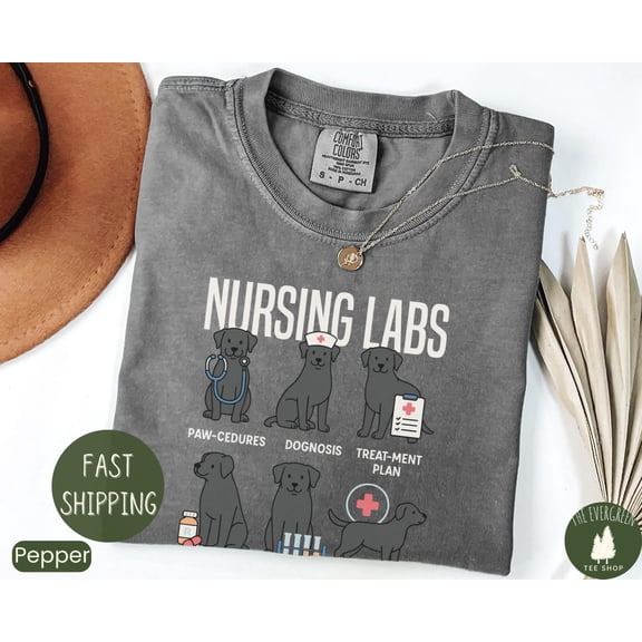 Velto Nurse Dog Graphic Tshirt Black Lab Pups Humor Inspired Medical Appreciation Casual Outfit For Pet Lovers Fullsize S-5XL Shirt