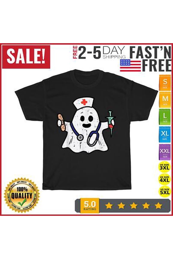 Nurse Ghost Scrub Top Happy Holiday Costume For Nurses Vintage T Shirt Men Women NEW All Size S-5XL