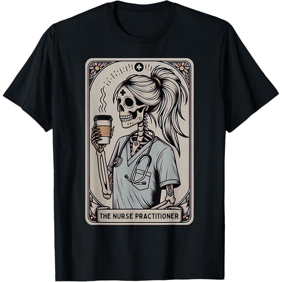 Velto Nurse Practitioner Tarot Card Skeleton Witch Vibes T-Shirt All Size S-5XL
