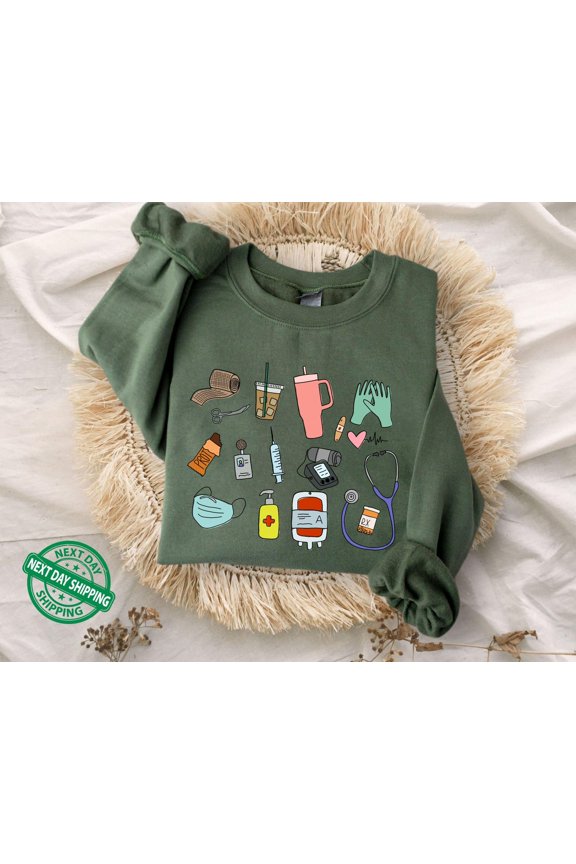 Nurse Sweatshirt and , For Work Cute Nurse Sweatshirt Nurse Sweater Sweater RN Nurse Registered Nurse Nursing School All Size S-3XL