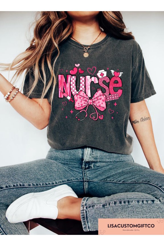 Nurse Valentine Coquette Sweatshirt, RN Valentine T-shirt, Valentine Nursing Shirt, Valentine Nursing School Sweater, Coquette Nursing Gift, Full Size S-5XL