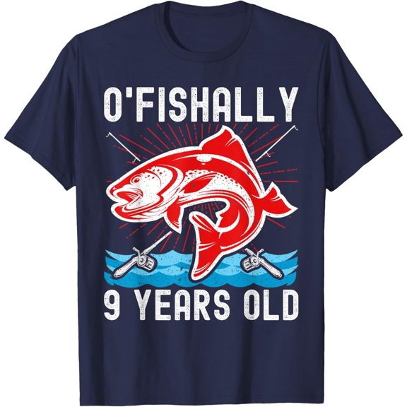 Velto O'Fishally 9 Years Old Birthday Fishing T-Shirt All Size S-5XL