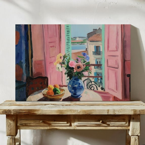 Velto Ocean Window Canvas, Coastal View Wall Art, Lemon Still Life for Beach House Kitchen Decor, SIZE 12x16 INCLUDE Pine Wood Frame 1.25-Inch