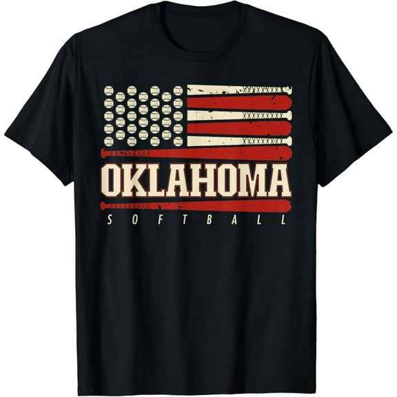 Velto Oklahoma Softball USA Flag Softball Fan Mens Team T-Shirt Fullsize S-5XL Shirt