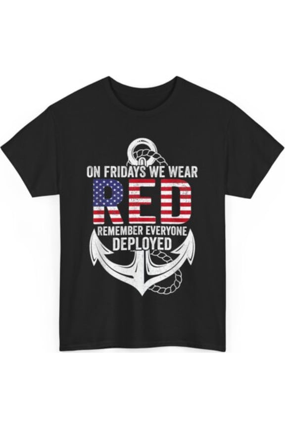 On Fridays We Wear Red Friday Navy Gift Distressed T-Shirt All Size S-5XL