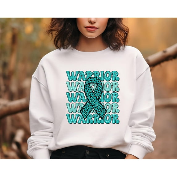 Velto Ovarian Cancer Warrior Sweatshirt, Ovarian Cancer Sweater, Teal Ribbon Sweater, Ovarian Cancer Awareness , In September We Wear Teal All Size S-5XL