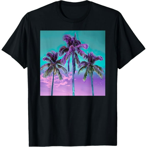 Velto Palm Tree Tropical Teal Turquoise Purple T-Shirt All Size S-5XL