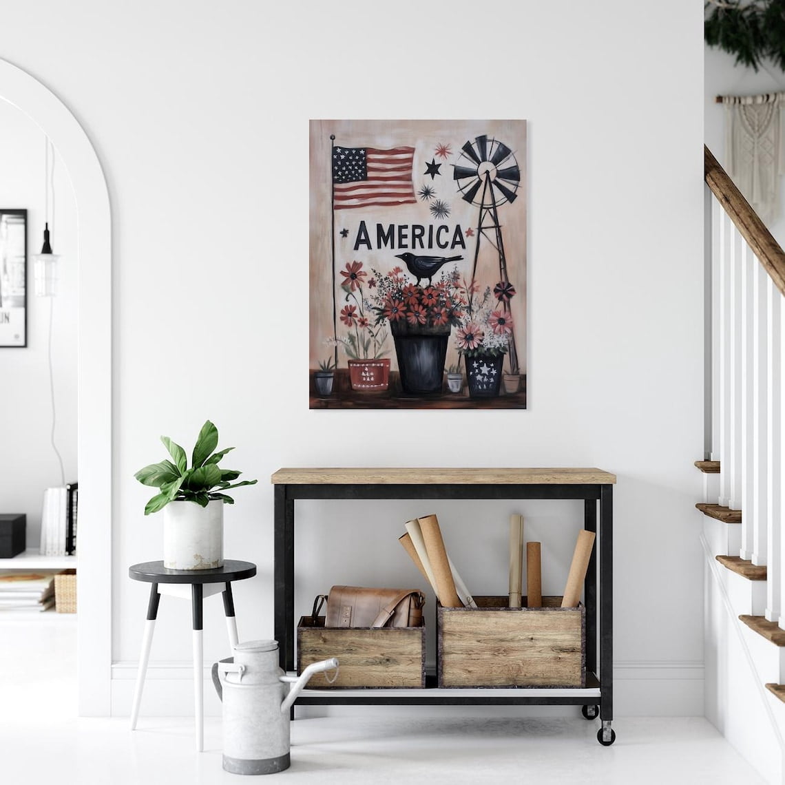 Velto Patriotic Folk Art 4Th Of July, Rustic Country American Wall ...