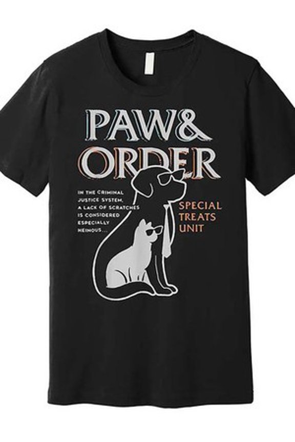 Paw & Order Graphic T-Shirt - Men’s Short Sleeve Cotton Tee with Dog and C All Size S-5XL