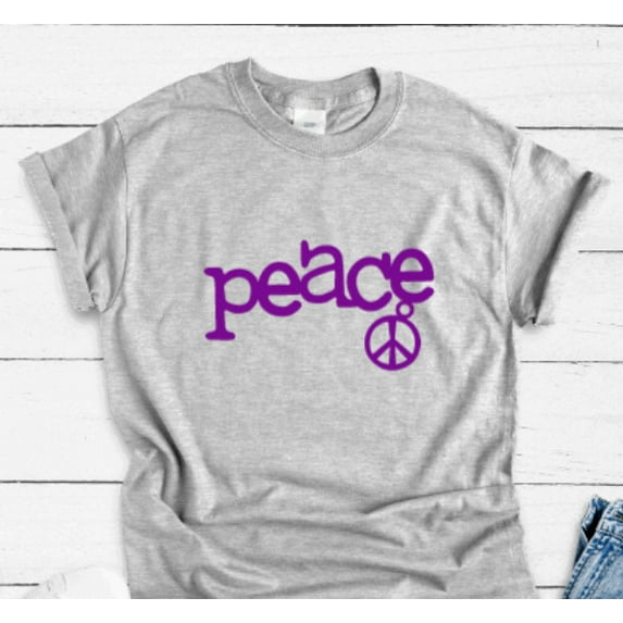 Velto Peace, Gray Unisex Short Sleeve T-shirt All Size S-5XL
