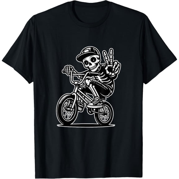 Velto Peace Skeleton BMX Rider BMX Bike Boy T-Shirt All Size S-5XL
