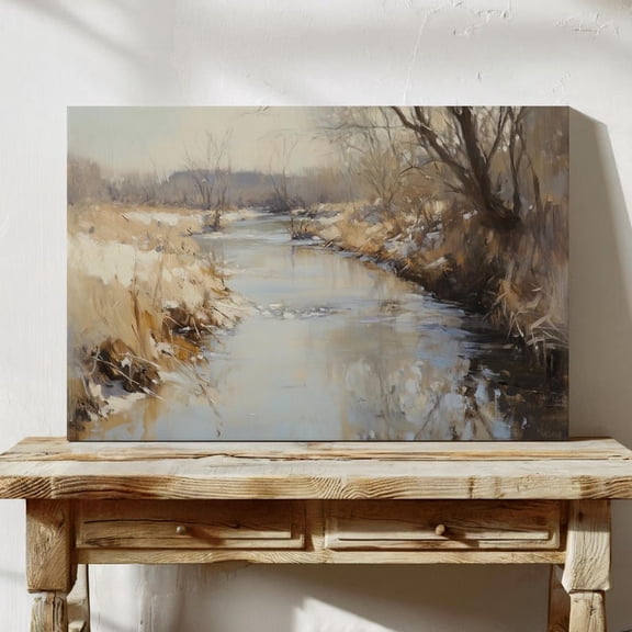 Velto Peaceful Rural Landscape Canvas Wall Art English Countryside River View European Village Inspired Design, SIZE 12x16 INCLUDE Pine Wood Frame 1.25-Inch