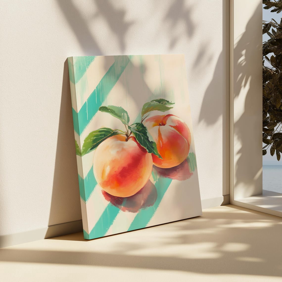 Velto Peach Botanical Fruit Illustration Soft Pastel Orange Summer ...