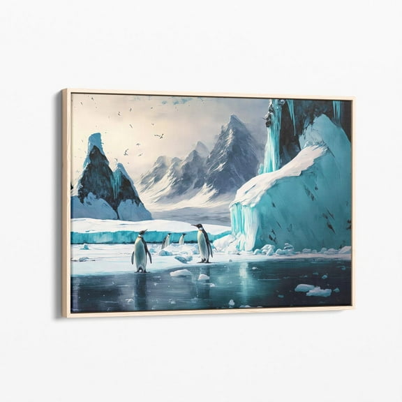 Velto Penguins In The Antarctic Canvas Print, Matte Wall Art Canvas, Penguin Home Decor, Gift For Penguin Lovers Pao6 Canvas, 12x16 UNFRAMED