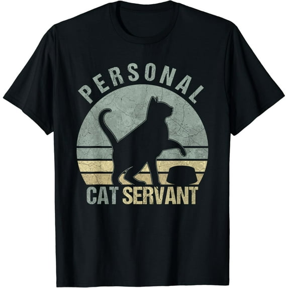 Velto Personal Cat Servant Black Cat Lovers Owners Mom Dad T-Shirt All Size S-5XL
