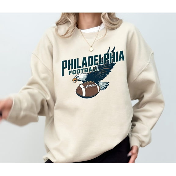 Velto Philadelphia Football Sweatshirt: Distressed Long Sleeve Philly Shirt All Size S-3XL