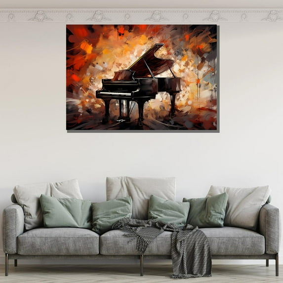 Velto Piano Canvas Wall Art, Elegant Grand Piano, Vintage Piano Canvas, Musical Room Decor For Artists And Music Lovers, Art Gift Canvas, 16x24 UNFRAMED
