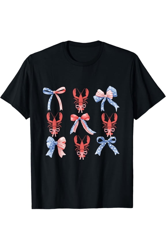 Pink Bows Cute Coquette Crawfish y2k Clean Girl Aesthetic T-Shirt All Size S-5XL