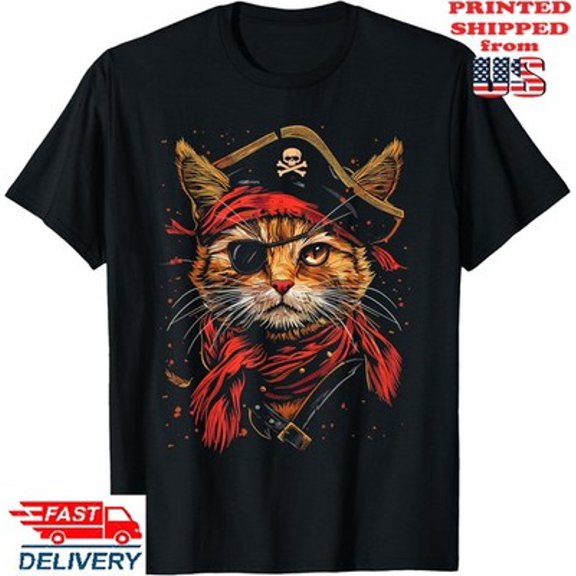 Velto Pirate Cat Happy Holiday Kitten T-Shirt, Unisex Tee All Size S-5XL