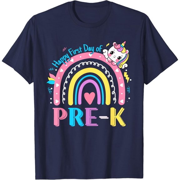 Velto Pre-K First Day to School Pre Kindergarten Unicorn Girl T-Shirt All Size S-5XL