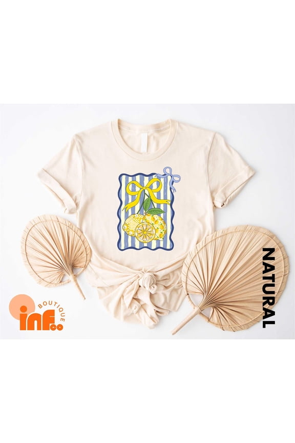 Preppy Lemon T-Shirt, Cottagecore Citrus Tee, French Vintage Summer Shirt, Cute Beach Vacation Outfit, Soft Cotton Tee, Lemon All Size S-5XL