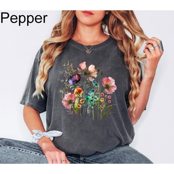 Velto Pressed Flowers Shirt,Boho Wildflowers Cottagecore Shirt,Vintage Botanical Tee,Pastel Floral Nature Shirt,Garden Lover Shirt All Size S-5XL