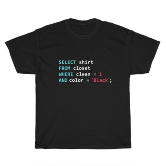 Velto Programmer Developer Software SQL Query Geek Database Coding T-Shirt Unisex Gift All Size S-5XL