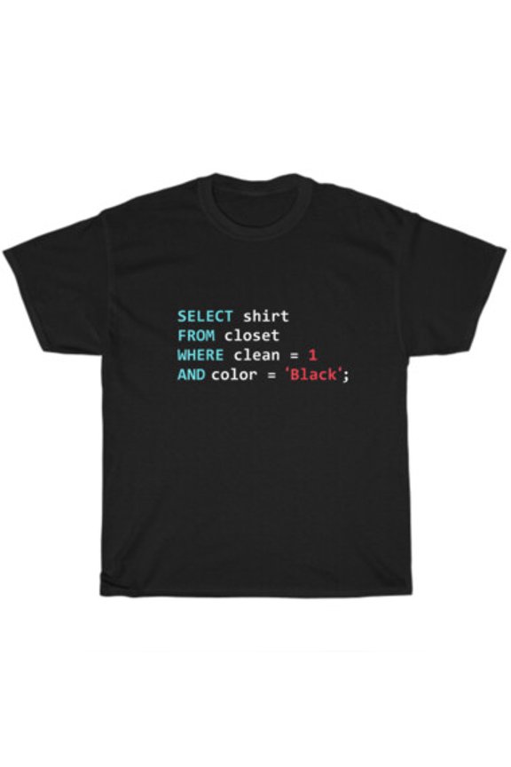 Programmer Developer Software SQL Query Geek Database Coding T-Shirt Unisex Gift All Size S-5XL