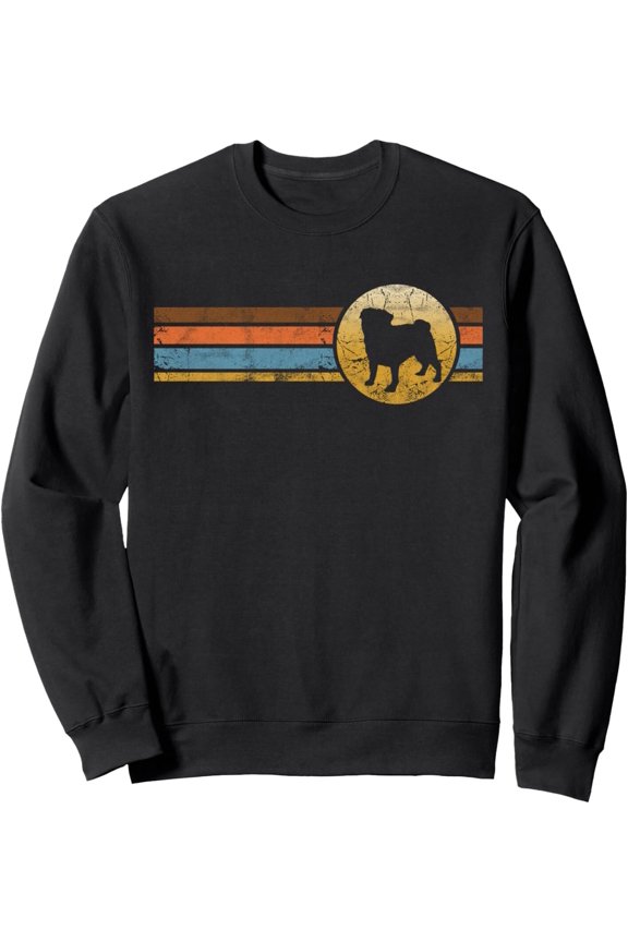 Pug Dog Breed Retro Vintage Animal Love Dogs Rescue Design Swearshirt Full Size S-5XL
