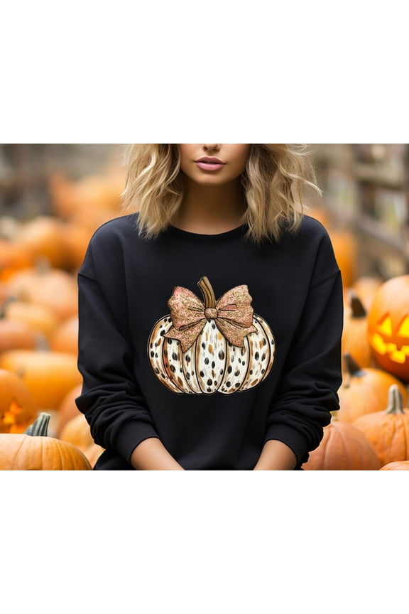 Pumpkin Bow Sweatshirt, Girls Fall Coquette Bow Sweater, Colorful Faux Glitter Coquette Pumpkin, Autumn Pumpkin Sweater,Fall Season Sweater All Size S-5XL