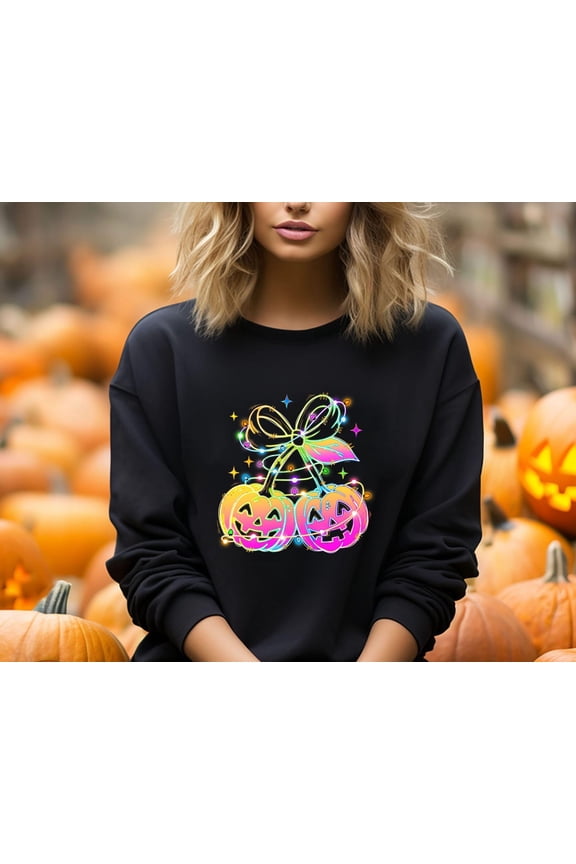 Pumpkin Face Happy Holiday Sweatshirt, Girls Happy Holiday Sweater, Happy Holiday Neon Pumpkin Crewneck, Retro Pumpkin Sweater,Happy Holiday Pumpkin Sweater All Size S-5XL