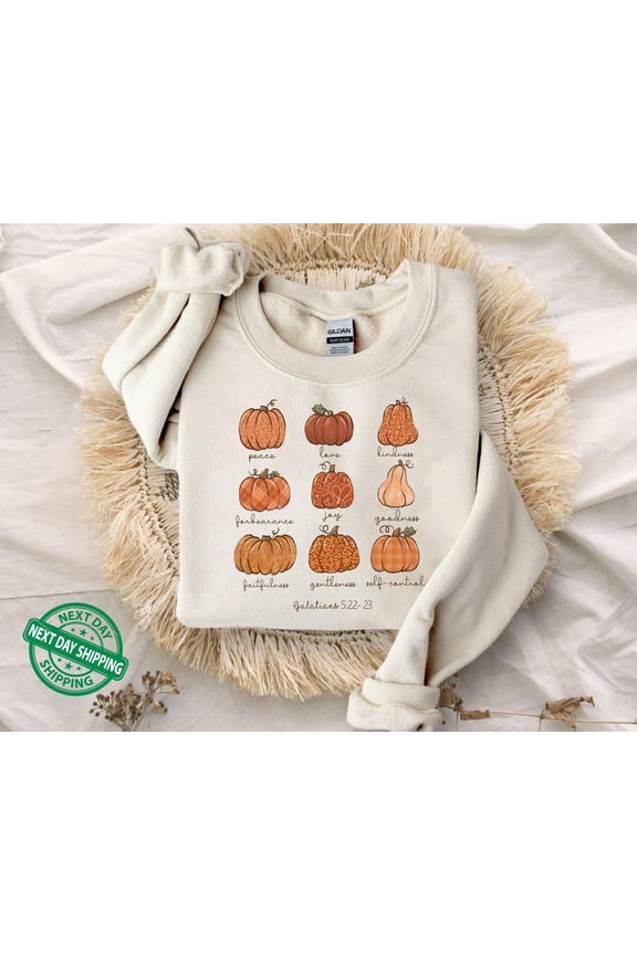 Pumpkin Sweatshirt, Buffalo Plaid Pumpkin Sweater, Bible Verse Sweater, Christian Happy Holiday Sweater,Jesus Sweater,Fall ,Pumpkin All Size S-3XL