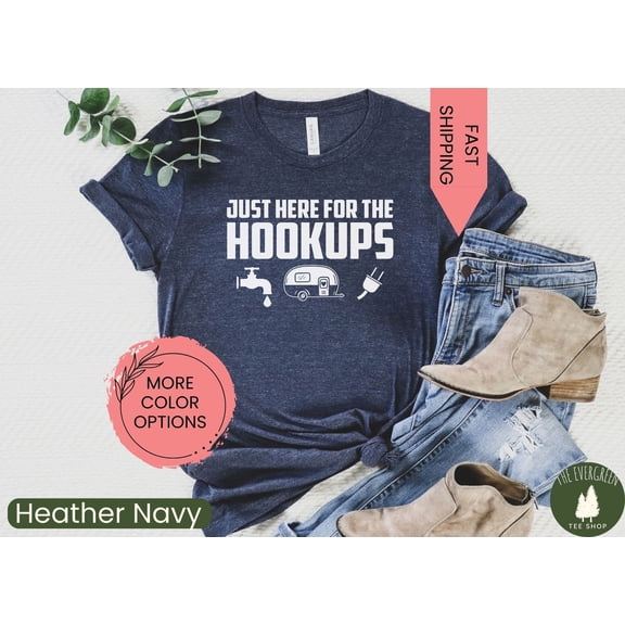 Velto RV Camping Hookups T-shirt, Outdoor Adventure Graphic Apparel, Travel Inspired Outfit, Fun Vacation Gift Clothing for Campers, Full Size S-5XL