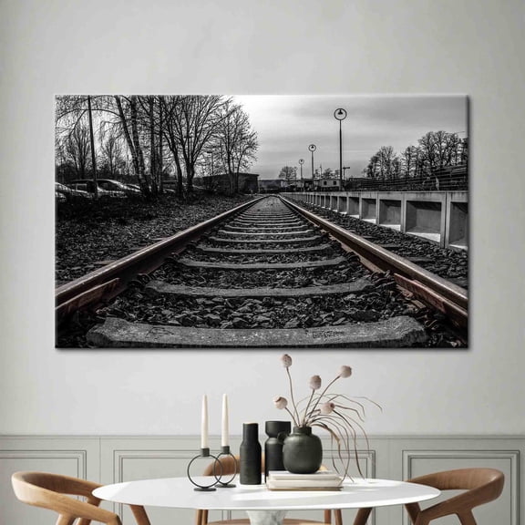 Velto Railway Canvas Art, Train Road Landscape Art Canvas, Landscape Canvas Art, Railroad Canvas Art, View Art Canvas, Nostalgic Wall Decor, 12x16 UNFRAMED
