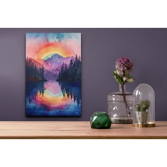 Velto Rainbow Mountain Canvas Wall Art - Vibrant Landscape for Home or Office Decor, SIZE 12x16 INCLUDE Pine Wood Frame 1.25-Inch