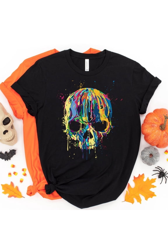 Rainbows Skulls Shirt, Spooky T-Shirt,Skulls Shirt,Goth Shirt,Skeleton T-Shirt,Skulls Clothing,Trendy Shirt For Women, Melting Skull T-Shirt All Size S-5XL