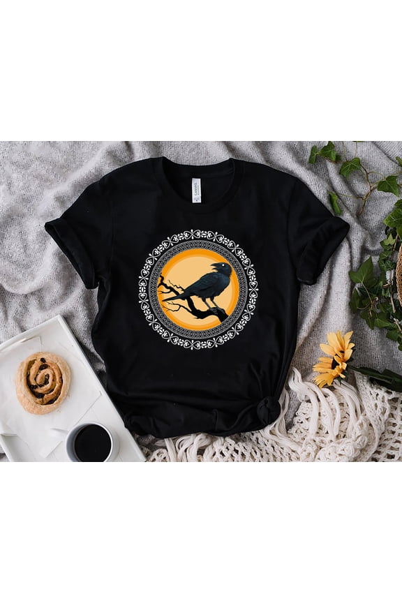 Raven Lover Shirt, Viking Scandinavian Tree Shirt, Viking Gift For Men,Raven Woman Shirt,Goth Raven Shirt, Bird Lover Shirt, Bird Crow Shirt All Size S-5XL