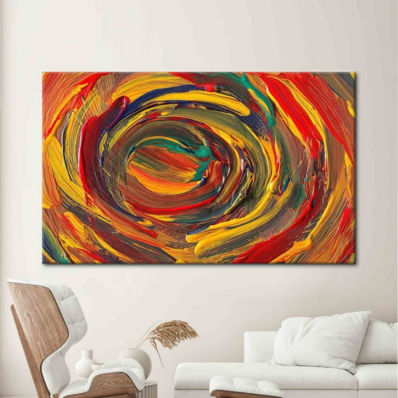 Velto Red And Yellow, Abstract Wall Decor, Acrylc, Colorful Canvas Art Canvas, 8x10 UNFRAMED