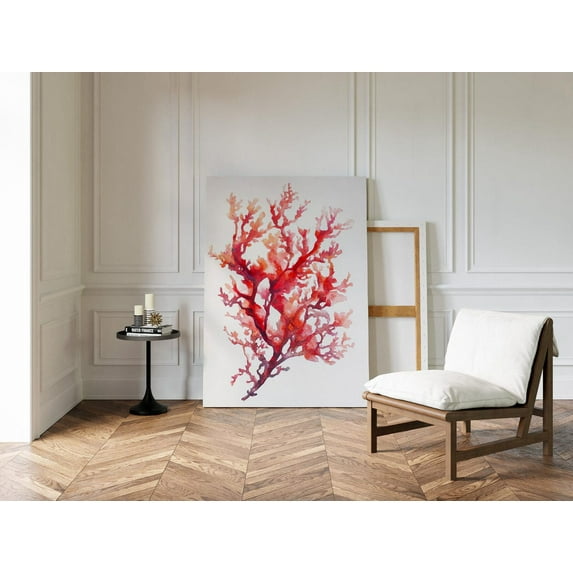 Velto Red Coral Art, Abstract Coral, Coastal Nature-Inspired Decor, Ocean Coral, Red Coral Artwork Canvas, 8x10 0.75-Inch Pine Wood Frame