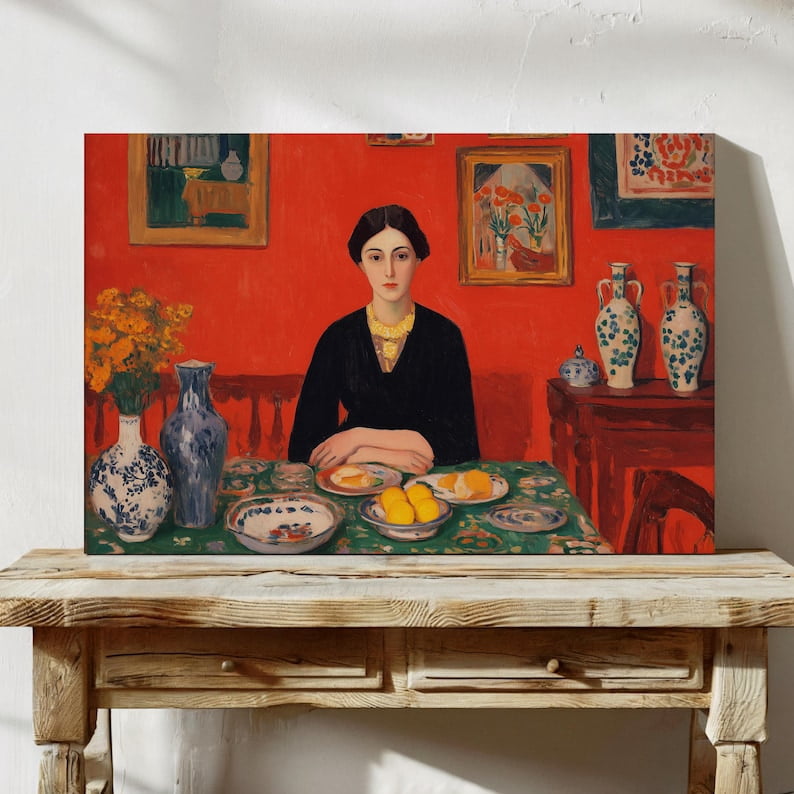 Velto Red Figurative Woman Wall Art, Bold Contemporary, Elegant ...