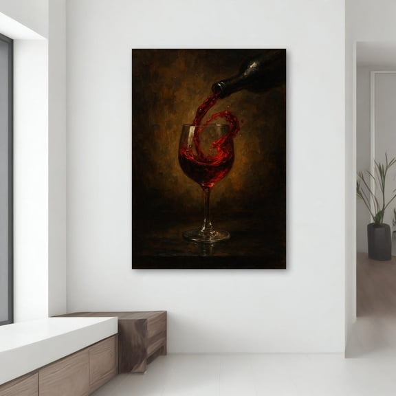 Velto Red Wine Splash Canvas Art Print, Realistic Kitchen & Bar Wall Decor, Modern Wine Lover Gift Canvas, 8x10 UNFRAMED