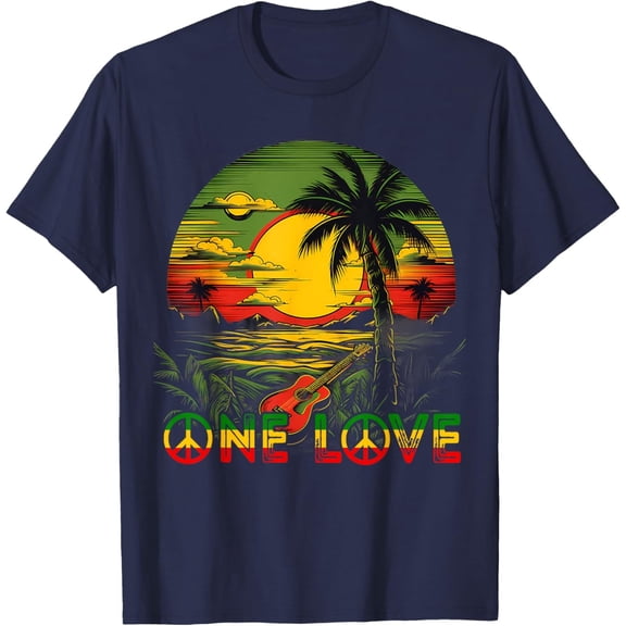 Velto Reggae Music Guitar Rasta Jamaica Rasta Reggae Sunset T-Shirt All Size S-5XL