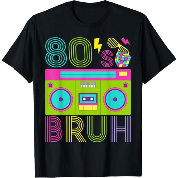 Velto Retro 80s BRUH Outfits For Boys 1980s Party Outfit Eighties T-Shirt All Size S-5XL
