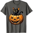 thumbnail image 1 of Velto Retro Black Cat in Pumpkin Fun Costume T-Shirt All Size S-5XL, 1 of 5